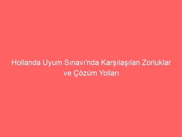Hollanda Uyum Sınavı’nda Karşılaşılan Zorluklar ve Çözüm Yolları