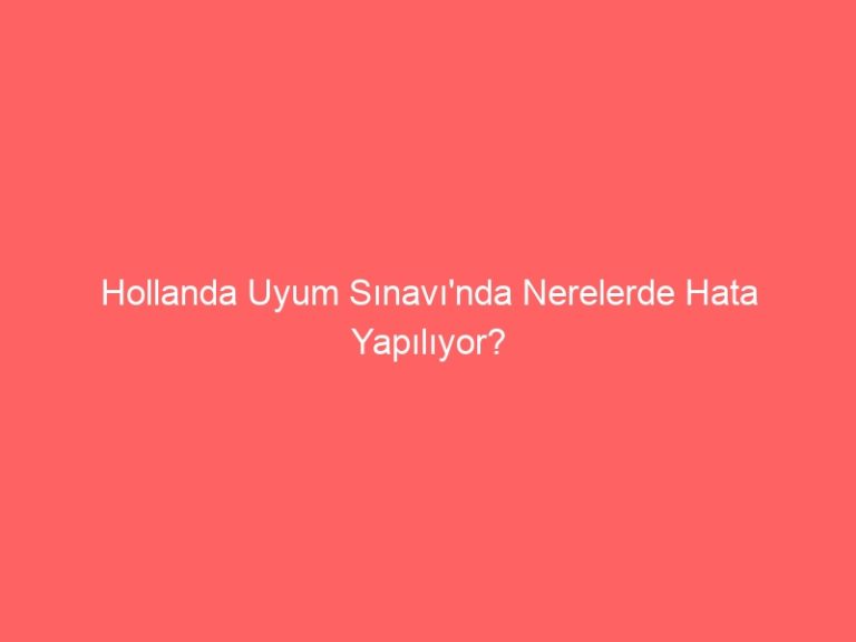 Hollanda Uyum Sınavı’nda Nerelerde Hata Yapılıyor?